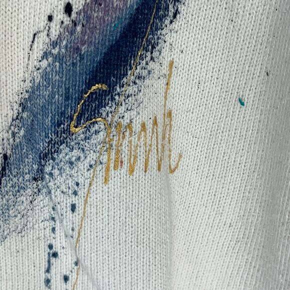 Sarah Hand Painted Originals Vintage Off White Wearable Art Sweater L/XL - Picture 6 of 8